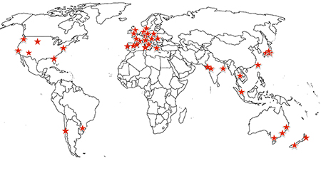 Map of the world - conference presentations