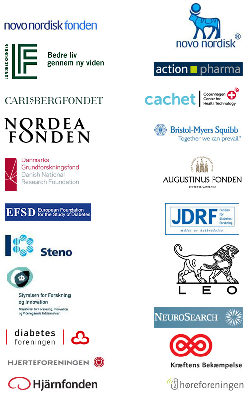 Billede med logoer fra de forskellige fonde, der har støttet BMI's forskning